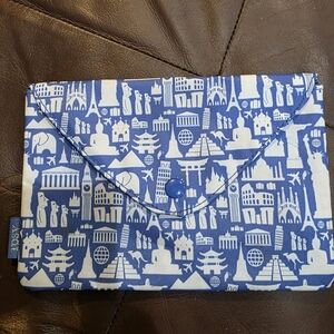 ipsy Blue and White Cosmetic Bag